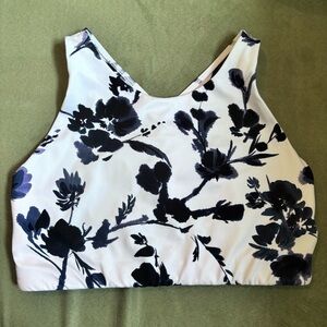 Athleta High Neck Bra with Navy Floral Print